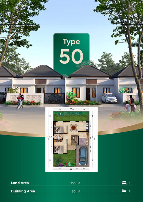 Rumah Tipe 50 Perdana Kampial Cluster